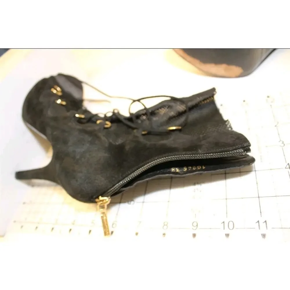 Sale❗️Dolce & Gabbana Italy Made Suede Mesh Peep Toe Stiletto Ankle Boots - Picture 14 of 16